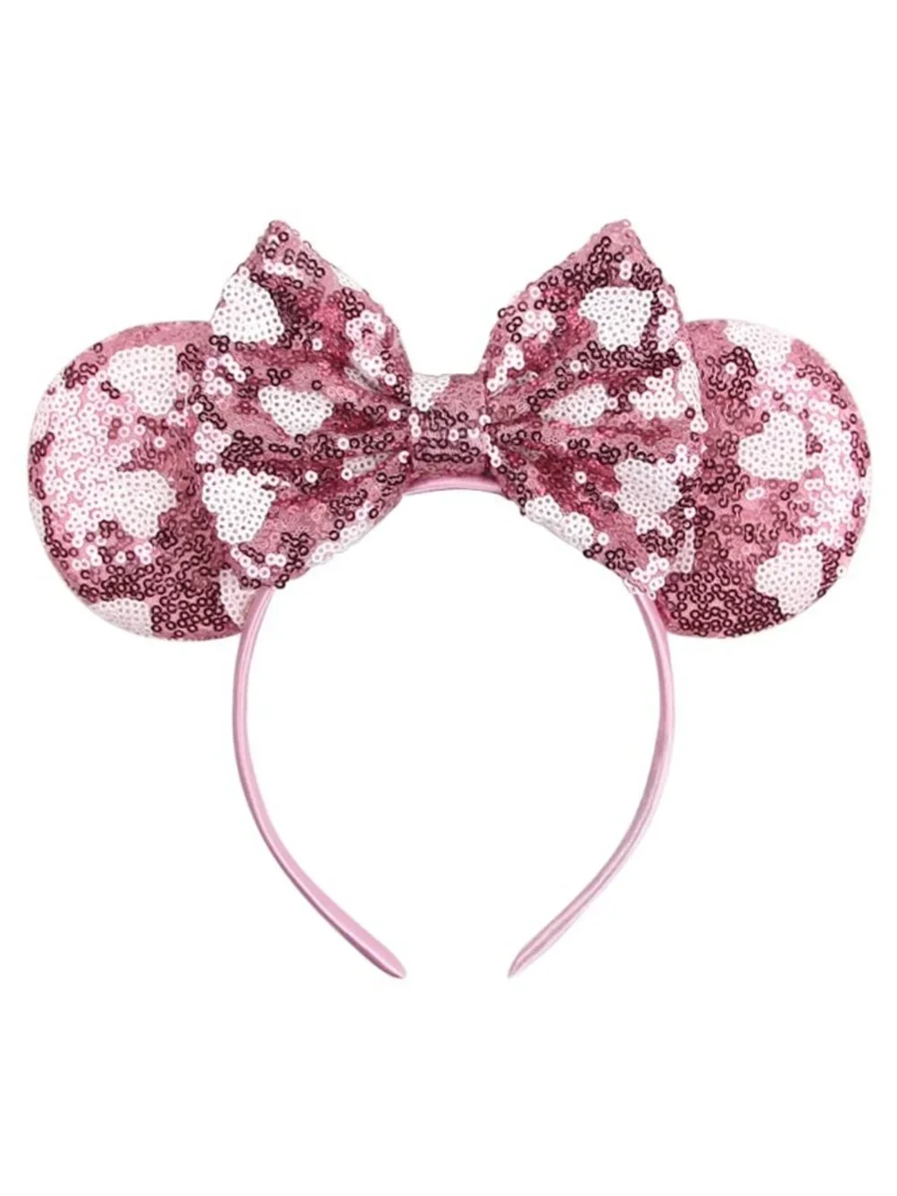 Women Pink Heart Dots Shiny Bow Mickey Mouse Hair Headband For Cosplay